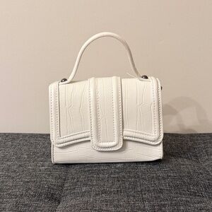 Zara White Croc-Textured Mini Bag
